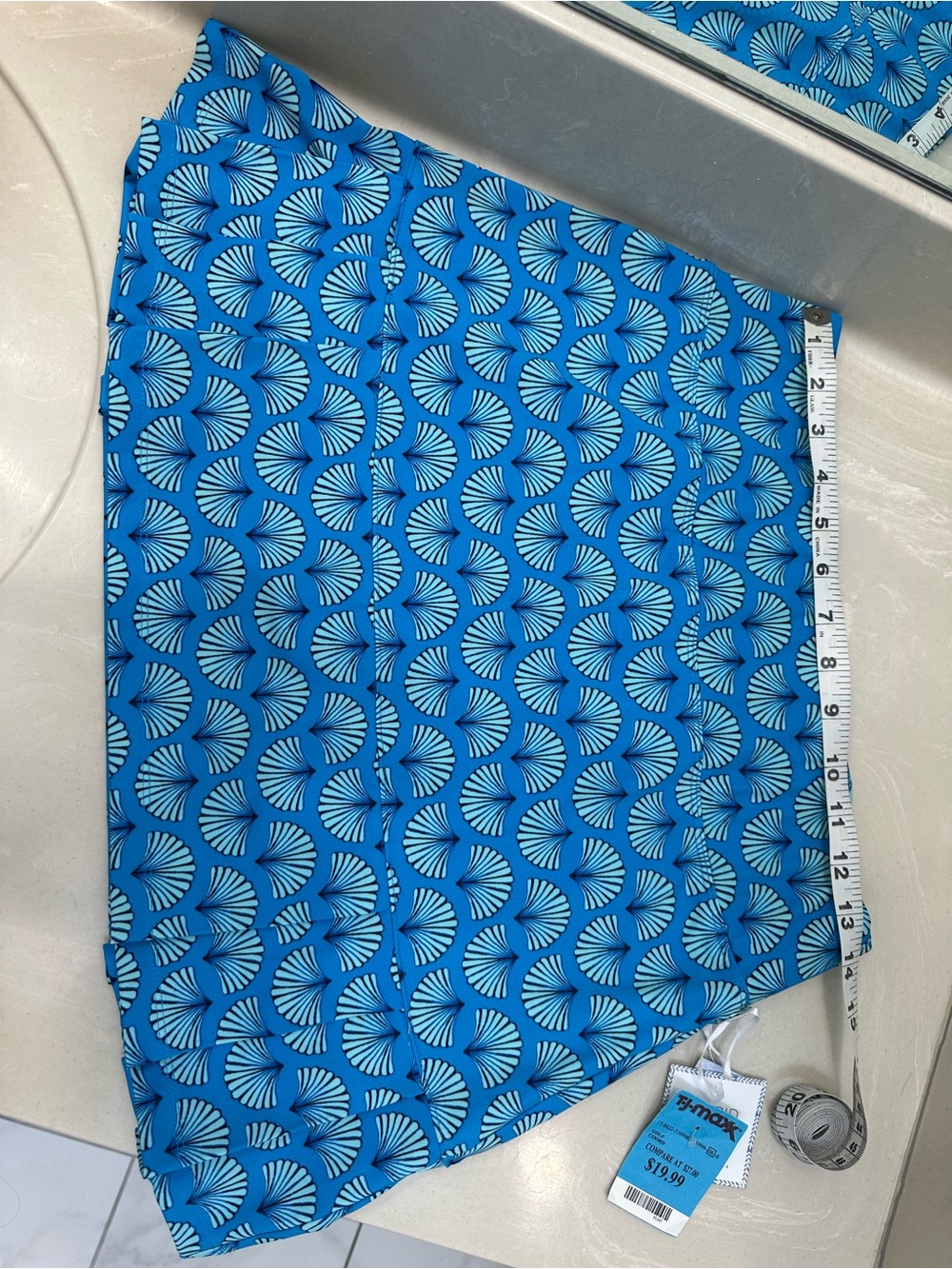 Sigrid Olsen Bright Blue Shell-Print Tennis and Gold Bottom